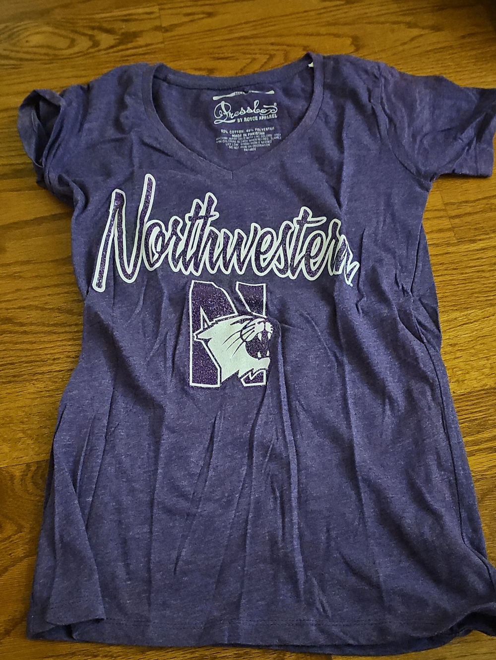 Northwestern University Women's Purple Graphic V-Neck T-Shirt by Pressbox